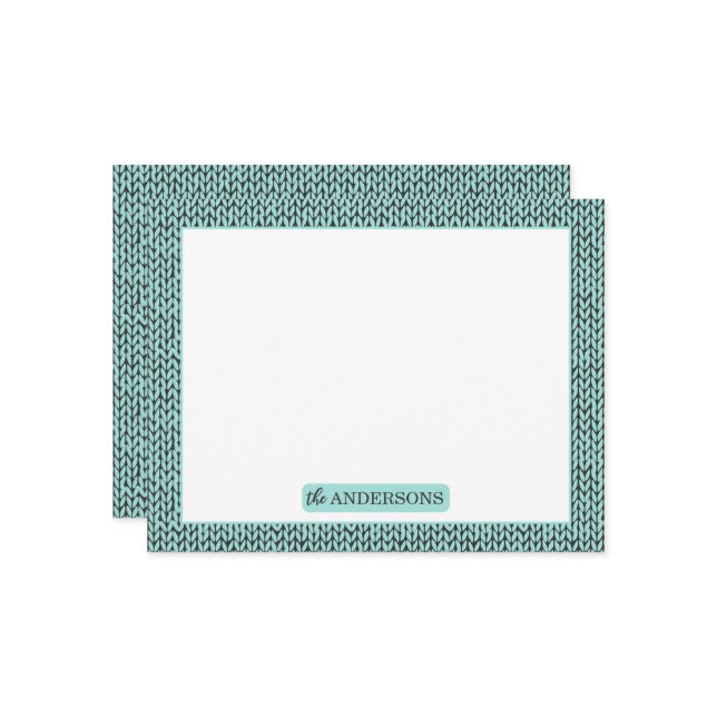 Cartão De Notas Personalized Knit Pattern Note Card (Frente/Verso In Situ)