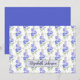 Cartão De Notas Personalized Larkspur Floral Botanical Note Card