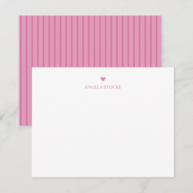 Cartão De Notas Personalized Name Pink Heart (Frente/Verso)