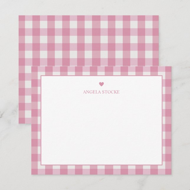 Cartão De Notas Personalized Name Pink Heart (Frente/Verso)