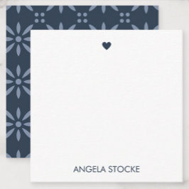 Cartão De Notas Personalized Navy Blue Retro Flower