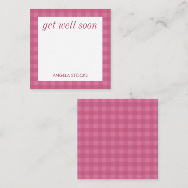 Cartão De Notas Personalized Pink Gingham (Frente/Verso)