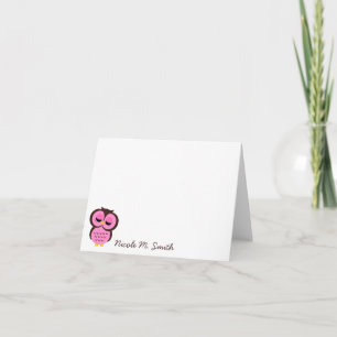 Cartão De Notas Personalized Pink Owl Notecards