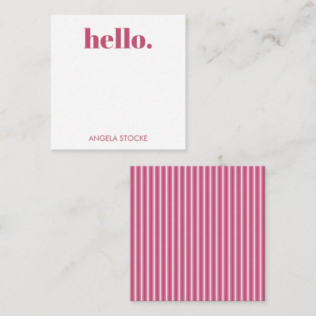 Cartão De Notas Personalized Pink White Stripe (Frente/Verso)