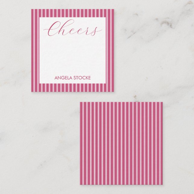 Cartão De Notas Personalized Pink White Stripe (Frente/Verso)