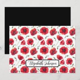 Cartão De Notas Personalized Poppies Floral Botanical Note Card