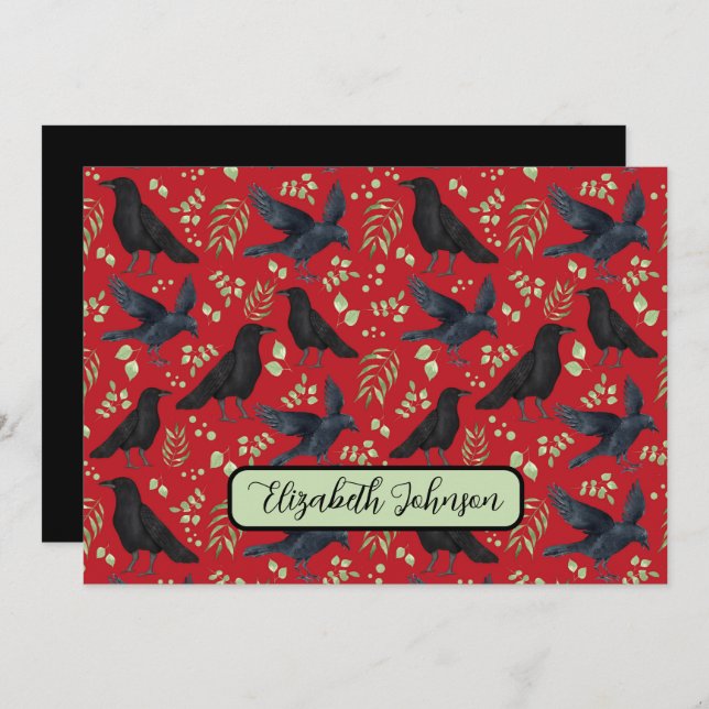 Cartão De Notas Personalized Ravens Note Card in Red (Frente/Verso)
