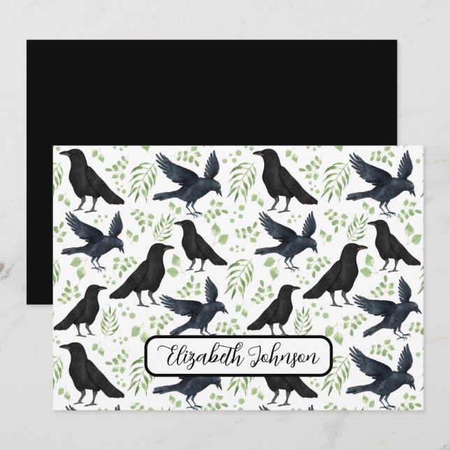Cartão De Notas Personalized Ravens Note Card in White (Frente/Verso)