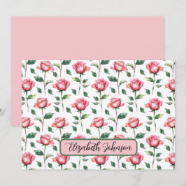 Cartão De Notas Personalized Rose Floral Botanical Note Card