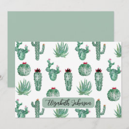 Cartão De Notas Personalized Southwest Cactus Botanical Note Card