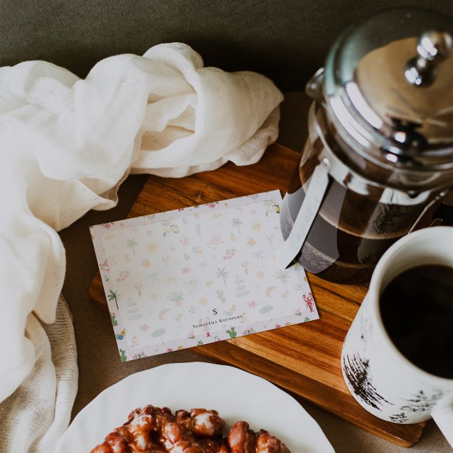 Cartão De Notas Personalized Summer Watercolor Pattern (Criador carregado)