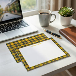 Cartão De Notas Personalized Tartan Note Card with Plaid Backgroun