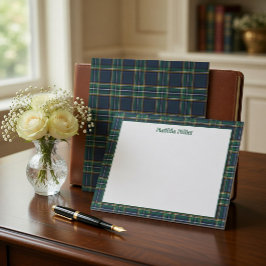 Cartão De Notas Personalized Tartan Note Card with Plaid Backgroun