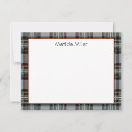 Cartão De Notas Personalized Tartan Note Card with Plaid Backgroun