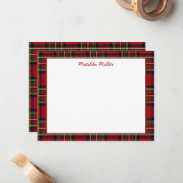 Cartão De Notas Personalized Tartan Note Card with Plaid Backgroun