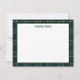 Cartão De Notas Personalized Tartan Note Card with Plaid Backgroun