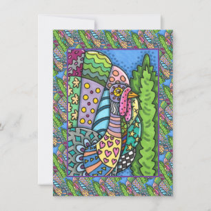 CARTÃO DE NOTAS PERU DA AÇÃO DE GRAÇAS, PENAS PATCHWORK, ARTE FOLC