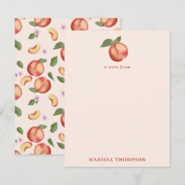 Cartão De Notas Pêssegos e Blossomas de Aquarela Botânica