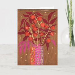 Cartão De Notas Physalis Chineses Lanternas Colagem de Papel Arte 