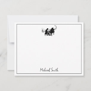Cartão De Notas Pianista Personalizado Masculino - Música de Piano