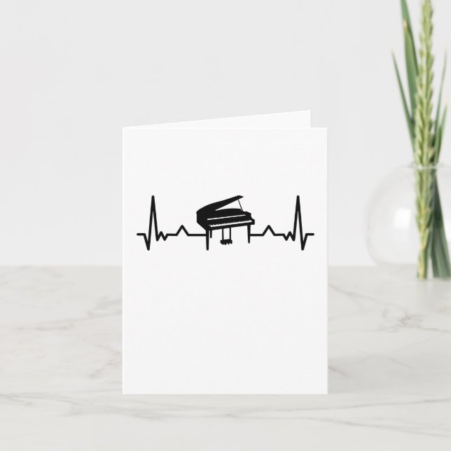 Cartão De Notas Piano Heartbeat Engraçado Presente para Pianistas (Frente)