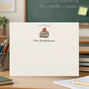 Cartão De Notas Pilha de livros e Professor Personalizado da Escol