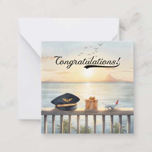 Cartão De Notas Pilot Congratulations Note Card – Elegant Aviation (Frente)
