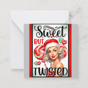 Cartão De Notas Pin-up Retro Natal Doce e Torcida