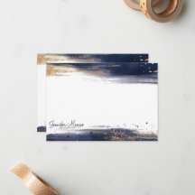 Pinceladas de aquarela azuis e douradas personaliz