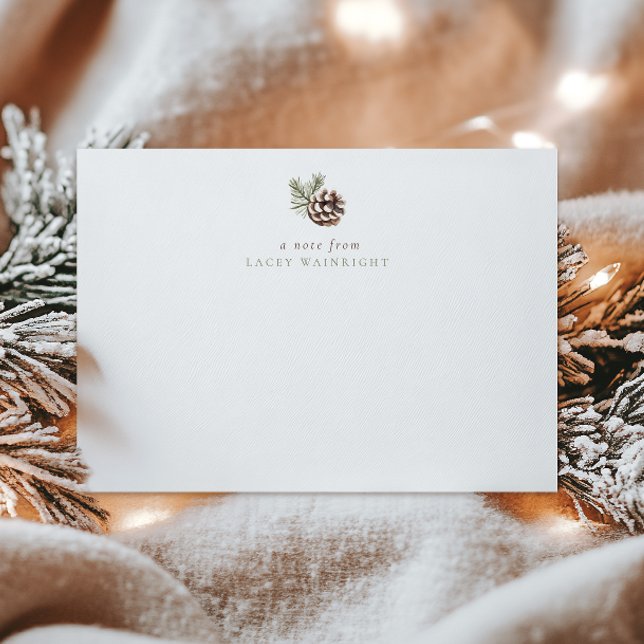 Cartão De Notas Pine Cone e Folhas Personalizadas (Criador carregado)