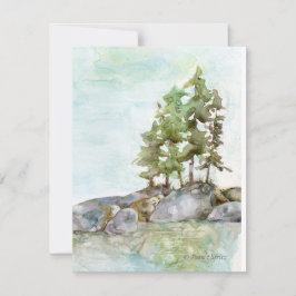 Cartão De Notas Pine Tres water & Rocks watercolor de BWCAW, MN