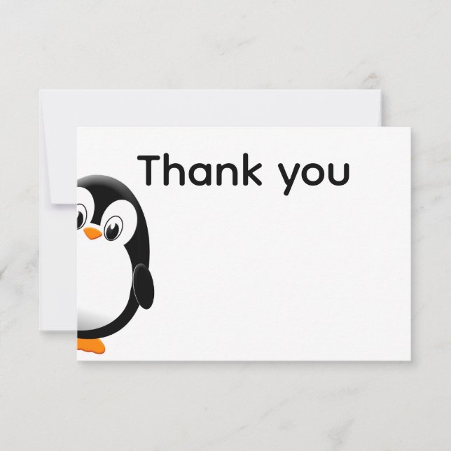 Cartão De Notas Pinguim Fofo Preto e Branco   (Frente)