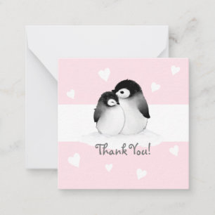 Cartão De Notas Pinguim-Rosa, Obrigado Notecards