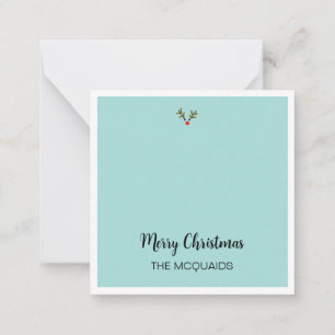 Cartão De Notas Pinheiro de Natal em Aquarela com Nome de Rudolph
