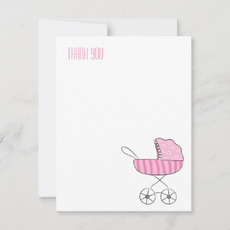 Cartão De Notas Pink Baby Stroller | Placas de Nota de Obrigado Fl