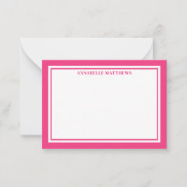 Cartão De Notas Pink Border Minimalist Name Monogram