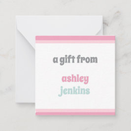 Cartão De Notas Pink & Mint Modern Name Square Gift Tag