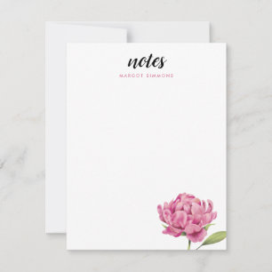 Cartão De Notas Pink Peony Floral Modern