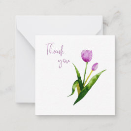 Cartão De Notas Pink Tulip Thank You Flat Notecard 