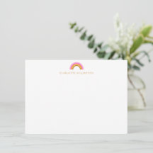 Pink Yellow Rainbow Personalized Name Stationery