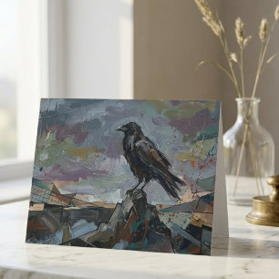 Cartão De Notas Pintura a óleo de corvo – presente gótico sombrio