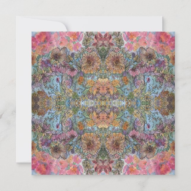 Cartão De Notas Pintura de Aquarela do Jardim Flor do chique (Frente)