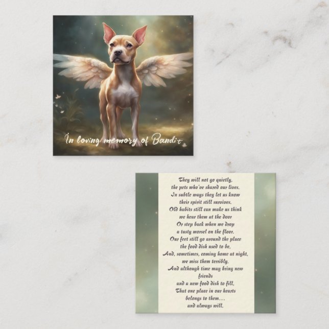 Cartão De Notas Pitbull Memorial Poem Fawn Brown Wings Add Name (Frente/Verso)