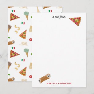 Cartão De Notas Pizza Comida italiana Pasta Tiramisu Padrão