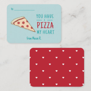 Cartão De Notas Pizza de Dias de os namorados de sala de aula do m
