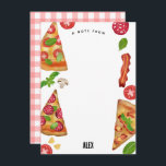 Cartão De Notas Pizza Party Theme Watercolor Birthday Kids<br><div class="desc">Uma pizza com o tema design. Um design excelente para as crianças,  festas de aniversário tematizadas de pizza. Esta mão desenhada com piza d'água e ingredientes design é ideal para quem adora pizza,  cozinhar e comida italiana. Uma decoração de excelente e design de decoração de cozinha fofa.</div>