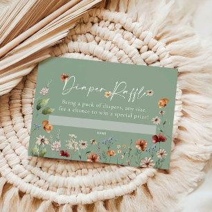 Cartão De Notas Placa Chá de fraldas Raffle Fralda Floral Boho
