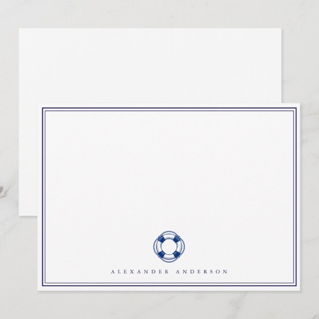 Cartão De Notas Placa de Borda Dupla Profissional de Marinho Náuti (Frente/Verso)