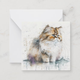 Cartão De Notas Placa de Cat de Aquarela