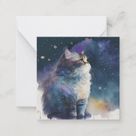 Cartão De Notas Placa de Cat de Aquarela
